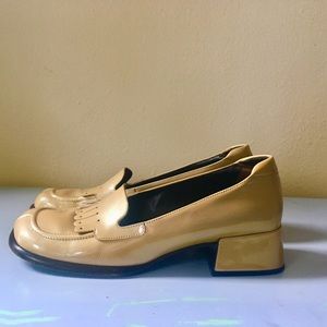 Prada Vintage Block-Heel Oxford Pumps, Narrow 38